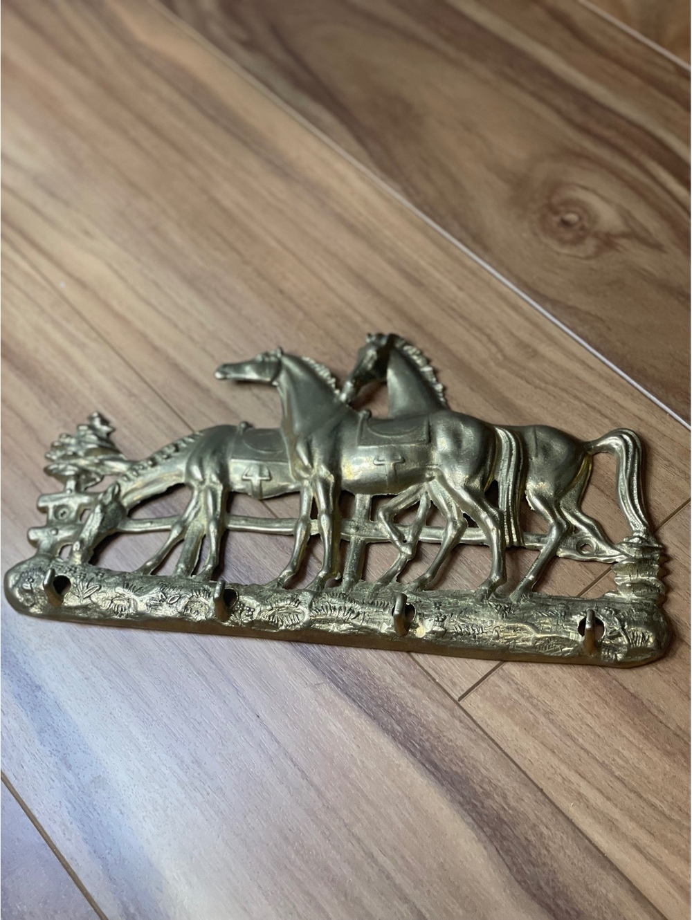 vintage solid brass wall-mounted key holder equestrian horse vintage brass gran